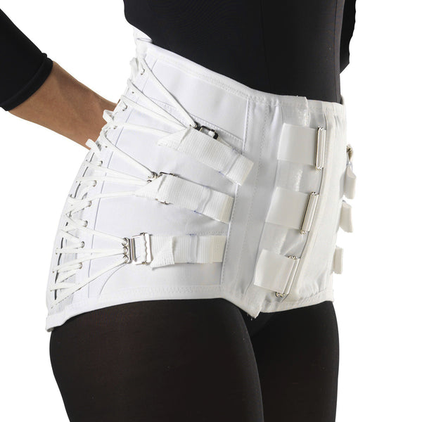 OTC Lumbo-Sacral Support Belt - Small, White With Metal Stays, Mesh Elastic For Lower Back Pain Relief