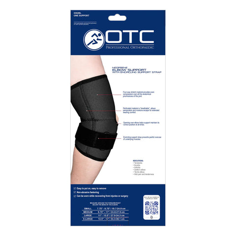 OTC Elbow Support, Encircling Support Strap, Neoprene, Black