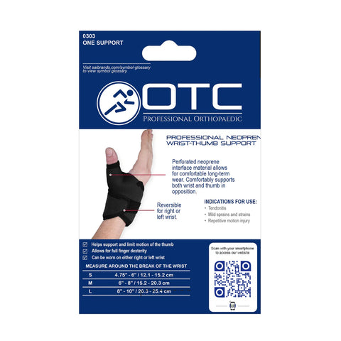 OTC Wrist-Thumb Splint, Wrap Style Support, Neoprene