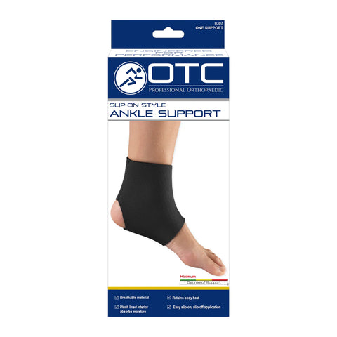 OTC Ankle Support, Slip-on Style, Sprained Ankle Wrap, Neoprene, Foot Pain Relief, Black