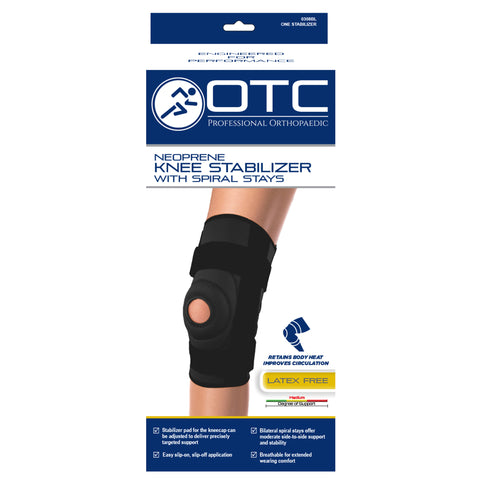 OTC  Knee Stabilizer, Spiral Stays, Neoprene, Black