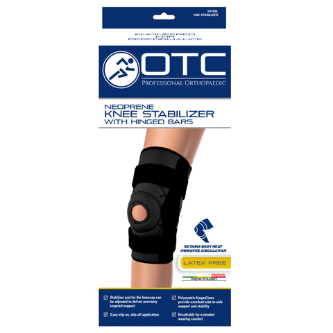 OTC Knee Stabilizer, Hinged Bars, Neoprene, Black