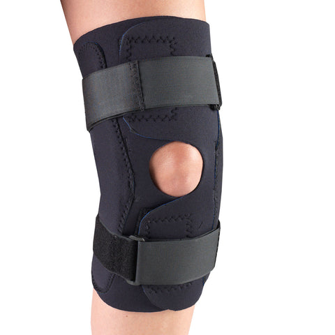 OTC Knee Stabilizer Wrap, Hinged Bars, Neoprene, Black