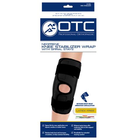 OTC Knee Stabilizer Wrap, Spiral Stays, Neoprene, Black