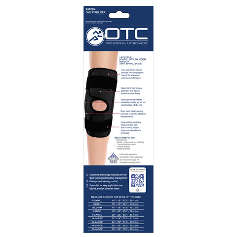OTC Knee Stabilizer Wrap, Spiral Stays, Neoprene, Black