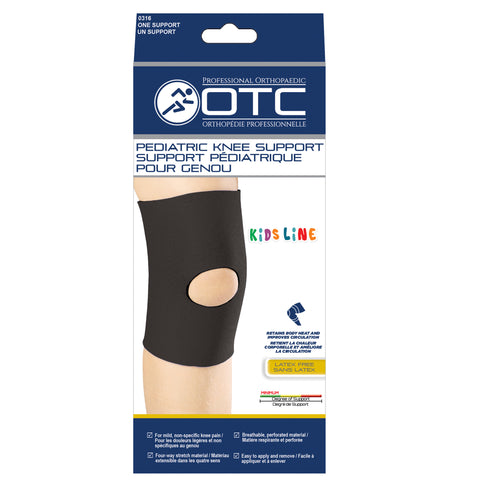 OTC KidsLine Knee Sleeve, Open Patella, Neoprene, Black
