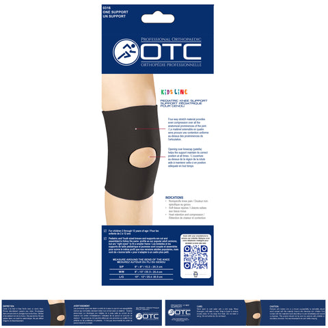 OTC KidsLine Knee Sleeve, Open Patella, Neoprene, Black
