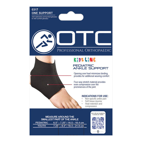 OTC KidsLine Ankle Support, Slip-on Style, Neoprene, Black