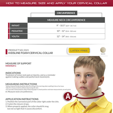 OTC Kidsline, Cervical Collar, Soft Foam Neck Brace, White