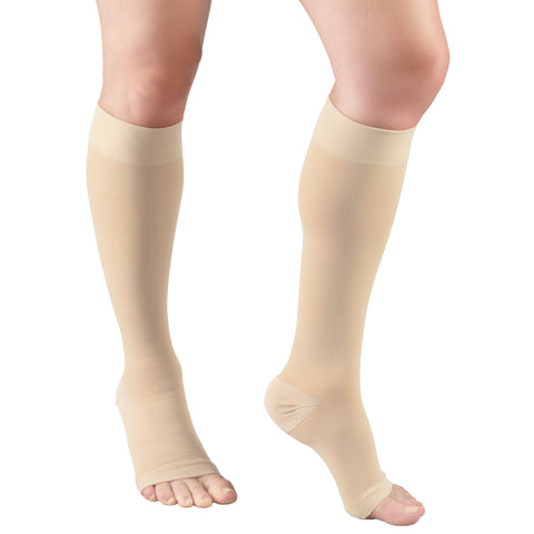 Truform 20-30 mmHg Medical Compression Stockings, Smooth Stretch Microfiber, Knee High, Open Toe