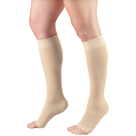 Truform 20-30 mmHg Medical Compression Stockings, Smooth Stretch Microfiber, Knee High, Open Toe