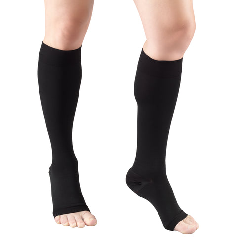 Truform 20-30 mmHg Medical Compression Stockings, Smooth Stretch Microfiber, Knee High, Open Toe
