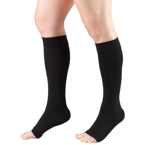 Truform 20-30 mmHg Medical Compression Stockings, Smooth Stretch Microfiber, Knee High, Open Toe
