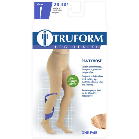 Truform 20-30 mmHg Compression Pantyhose, Plus Size Women's Support Tights Hosiery