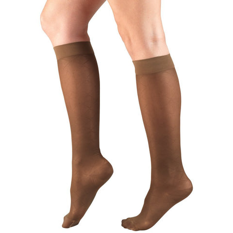 Truform Sheer Compression Stockings, 15-20 mmHg, Women's Knee High Length, Diamond Pattern