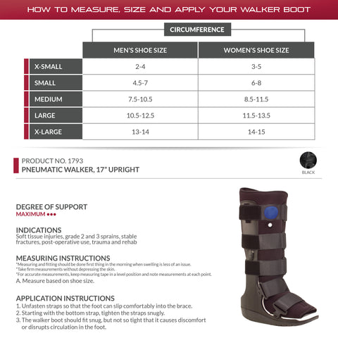 OTC Walker Boot, High Top, Adjustable Air Cast, Black