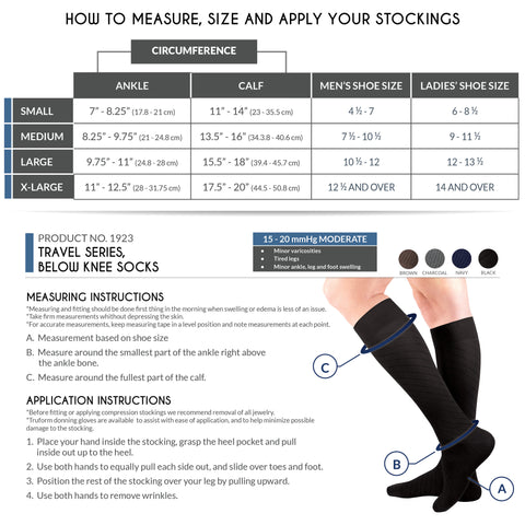 Truform Travel Compression Socks for Men and Women, 15-20 Knee High Over Calf Length