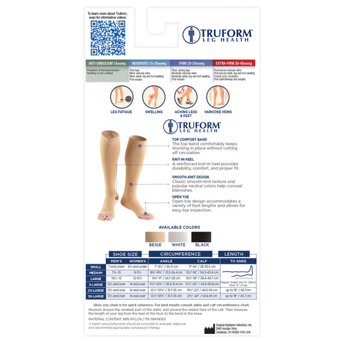 Truform Surgical Stockings, 18 mmHg Compression for Men and Women, Knee High Length, Open Toe