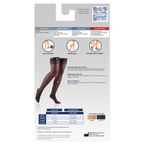 Truform Sheer Compression Stockings, 8-15 mmHg, Women's Thigh High Length, 20 Denier