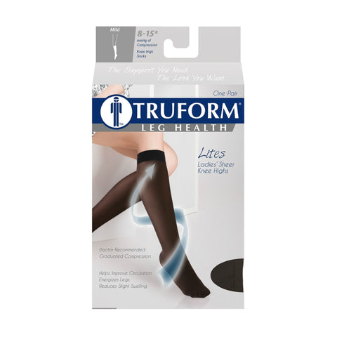 Truform Sheer Compression Stockings, 8-15 mmHg, Women's Knee High Length, 20 Denier