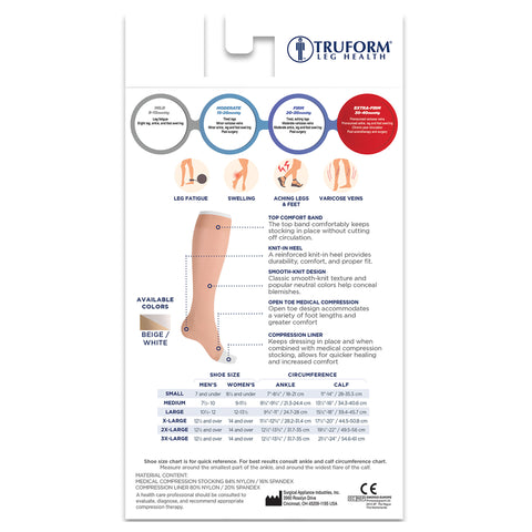 Truform Venous Ulcer Layered Compression Stocking Kit for Men and Women, 30-40 mmHg, Knee High Length, Open Toe