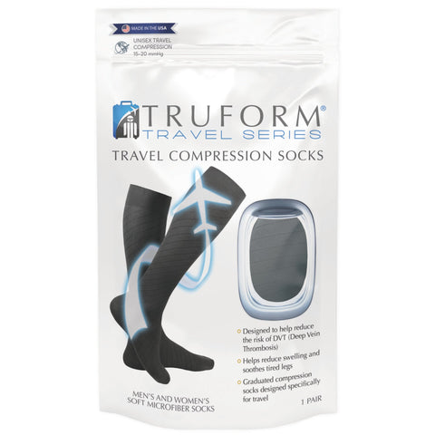 Truform Travel Compression Socks for Men and Women, 15-20 Knee High Over Calf Length