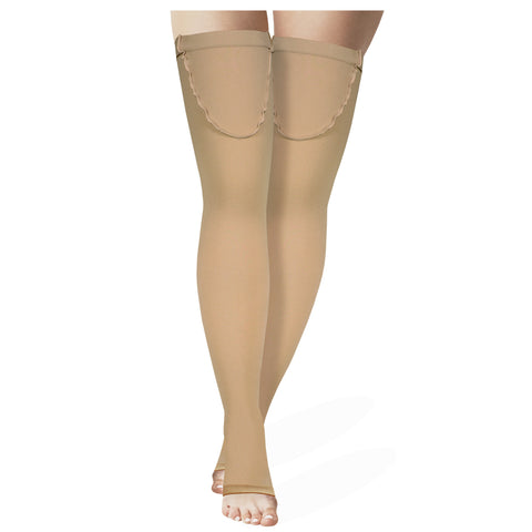 Truform Surgical Stockings, 18 mmHg Compression for Men and Women, Thigh High Length, Open Toe