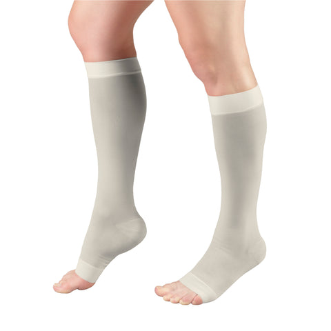 Truform Sheer Compression Stockings, 15-20 mmHg, Women's Knee High Length, Open Toe, 20 Denier