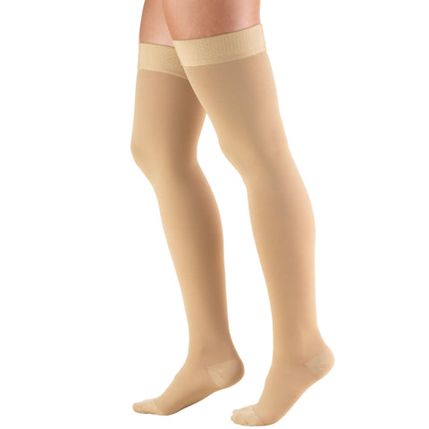 Truform 30-40 mmHg Compression Stockings for Men and Women, Thigh High Length, Dot-Top, Closed Toe