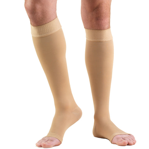 Truform 30-40 mmHg Compression Stockings for Men and Women, Knee High Length, Dot-Top, Open Toe