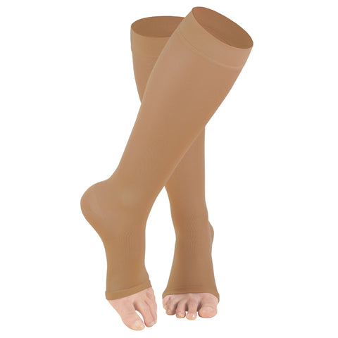 Truform Sheer Compression Stockings, 8-15 mmHg, Women's Open Toe, Knee High Length, 20 Denier