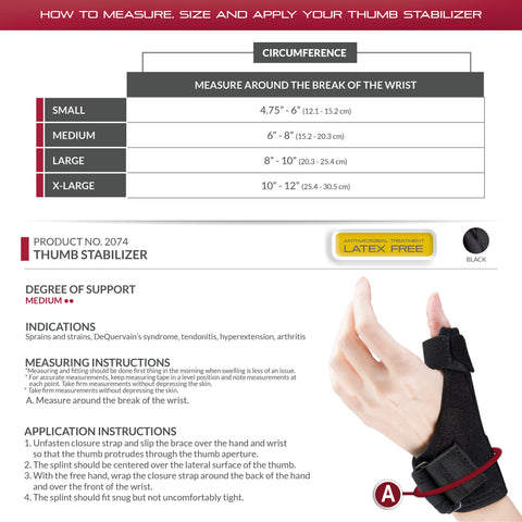 OTC Thumb Stabilizer, Flexible Stay, Select Series, Black, Left