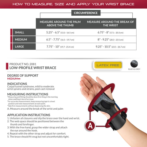 OTC Wrist Brace, Low-profile, Exolite, Black, Right