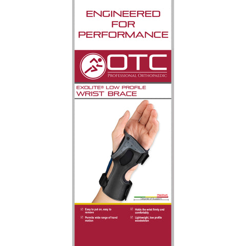 OTC Wrist Brace, Low-profile, Exolite, Black, Left