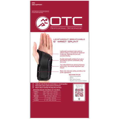 OTC Wrist Splint, 6-Inch Petite or Youth Size, Lightweight Breathable, Black, Right