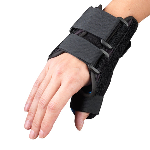 OTC Wrist-Thumb Splint, 6-Inch Petite or Youth Size, Lightweight Breathable, Black, Right