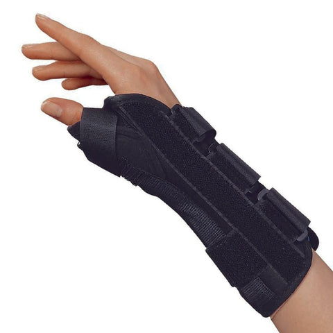 OTC Wrist-Thumb Splint, 8-Inch Adult, Lightweight Breathable, Black, Left