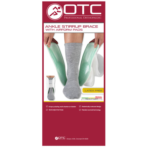 OTC Ankle Brace, Stirrup Style, Airform Pads, White, Left