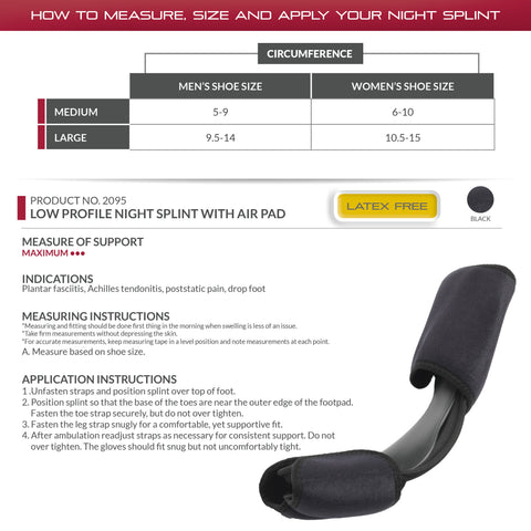 OTC Night Splint, Low-profile, Airform Pads, Black