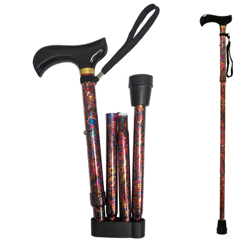 Folding Adjustable Cane - Derby Handle