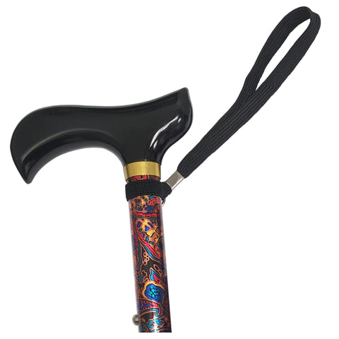 Folding Adjustable Cane - Derby Handle