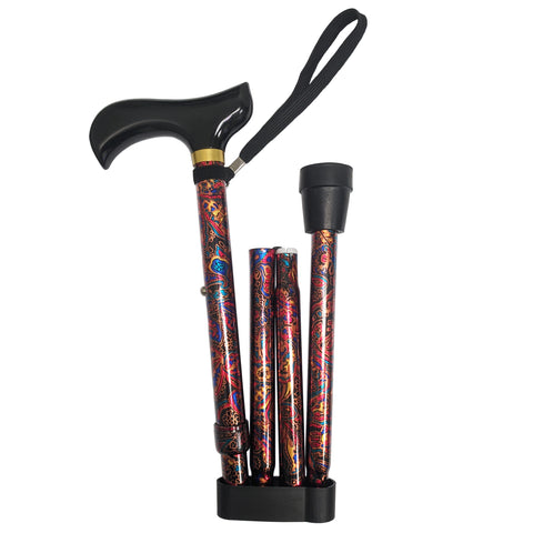 Folding Adjustable Cane - Derby Handle