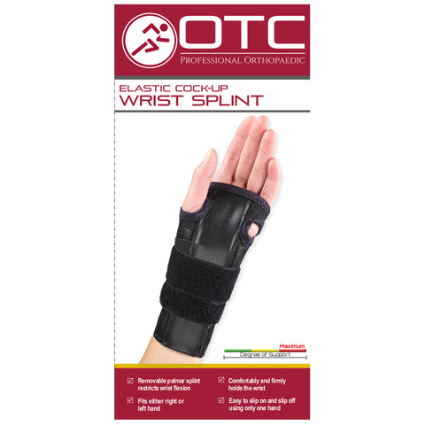 OTC Reversible Wrist Splint, Cock-up Lacing, Knit Elastic, Black
