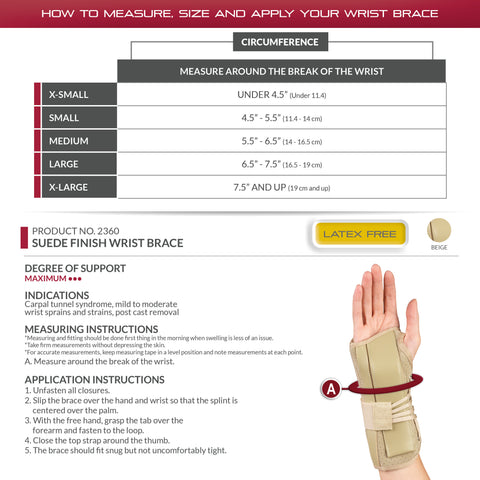 OTC Wrist Brace, Soft-Fit, Suede Finish, Beige, Right