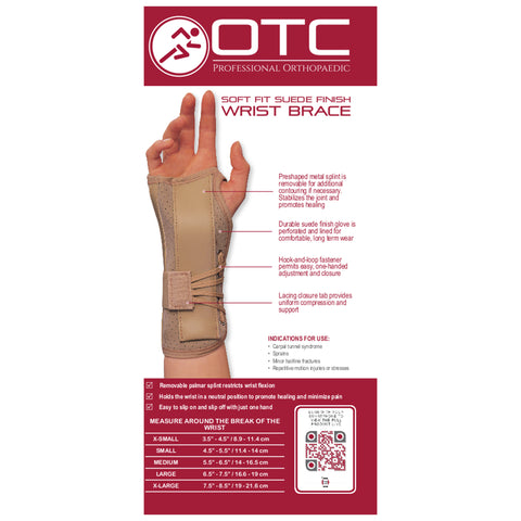OTC Wrist Brace, Soft-Fit, Suede Finish, Beige, Right