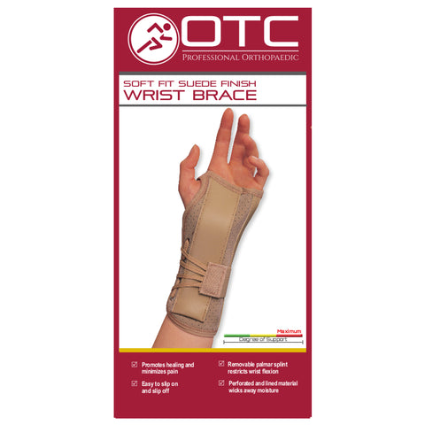 OTC Wrist Brace, Soft-Fit, Suede Finish, Beige, Left