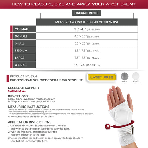 OTC Wrist Splint, Cock-Up Lacing, Canvas, ProChoice, Grey, Right