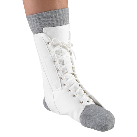 OTC Ankle Brace, Canvas Lace-Up, Semi-Rigid Spiral Stays, White