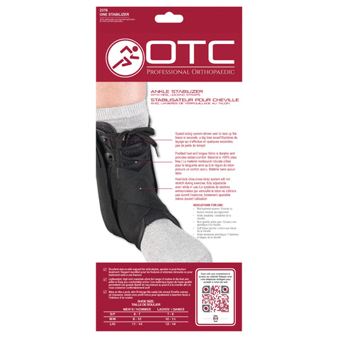 OTC Ankle Stabilizer, Exoskeleton Support, Heel Locking Straps, Black