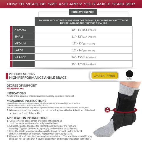 OTC Ankle Stabilizer, Exoskeleton Support, Heel Locking Straps, Black